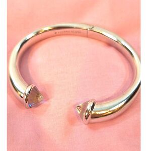 Kendra Scott Jolie Hinged Cuff Bracelet Silver Tone  Crystal Point